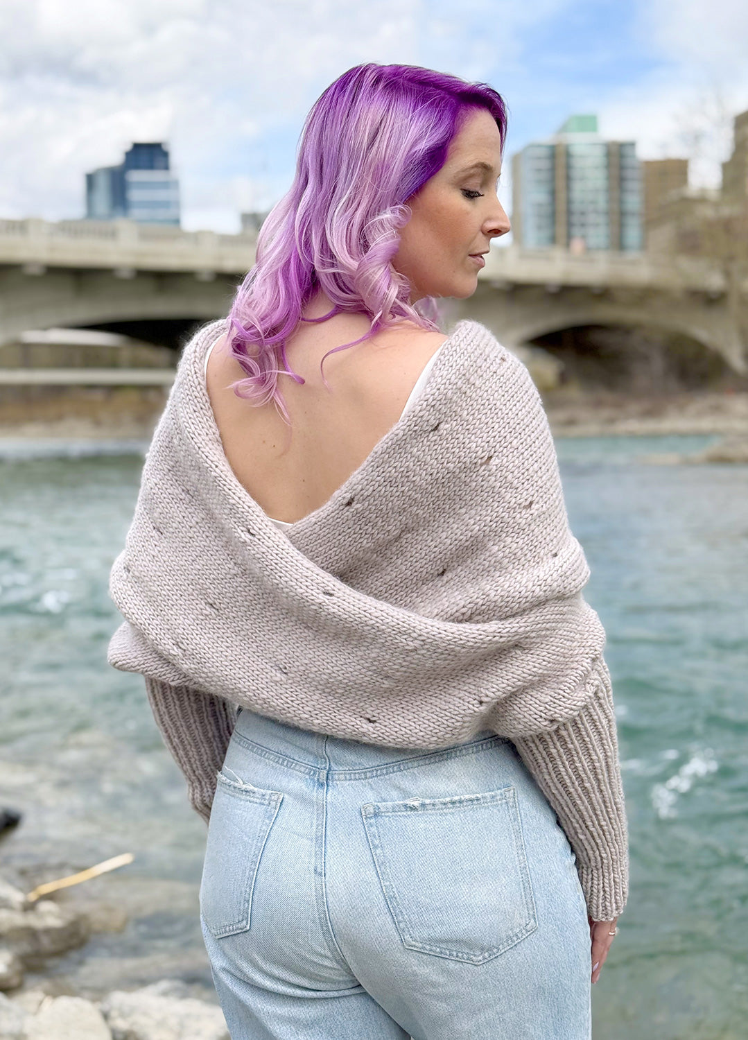 Easy Eyelet Sweater Petite Wool Version Pattern