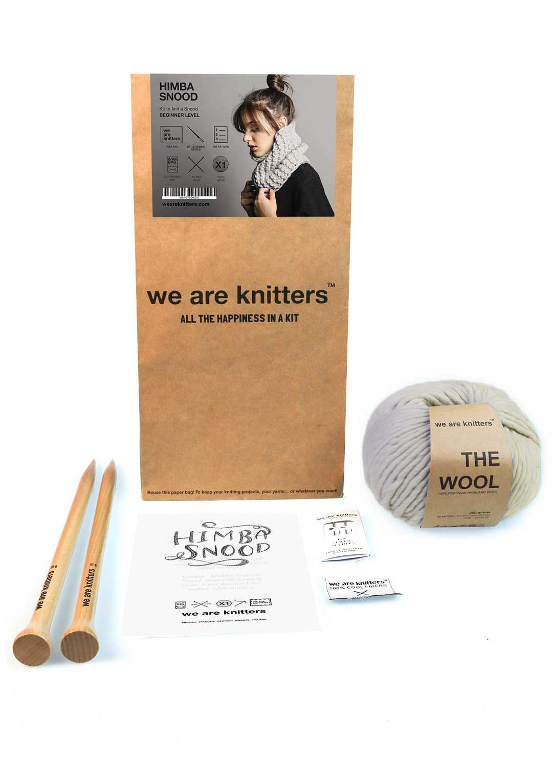 Himba Snood Beginner Knitting Kit in Olive